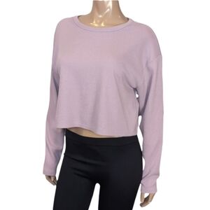 Aritzia Sunday Best Baby Waffle Knit Long Sleeve Crop Top Lavender Size Medium